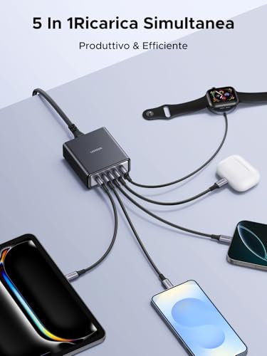 UGREEN Zapix Nexode Caricatore Retrattile USB C 65W GaN Caricatore Rapido a 3 porte PPS 45W Caricatore da Viaggio Compatibile con MacBook Pro/Air, serie Galaxy S-A, iPhone 17 Pro Max Air/Serie 16-12 - Immagine 3