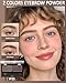 Eyebrow Powder Makeup Kit - Medium/Dark Brown, 2 Color Eye Brow Powder Palette Waterproof Long-Lasting Brow Filler, Lightweight, Easy Blend, Natural Full Look with Brush, maquillaje para cejas-03