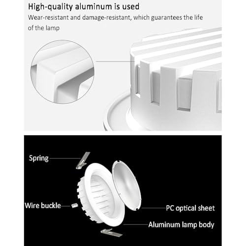 Downlight LED de aluminio con acabado deflector blanco, pack de 10 luminarias CRI 90+ 8