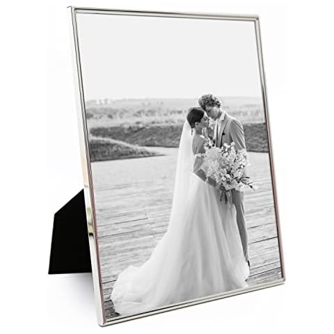 pf+a REAL GLASS 10x8" Silver Plated Picture Frame - Silver Thin Frame For 10x8 Photo - 10x8 Photo Frame Cover