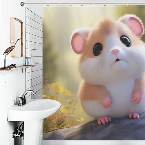 Rideau de douche hamster polyester imperméable 183x183cm pour baignoire
