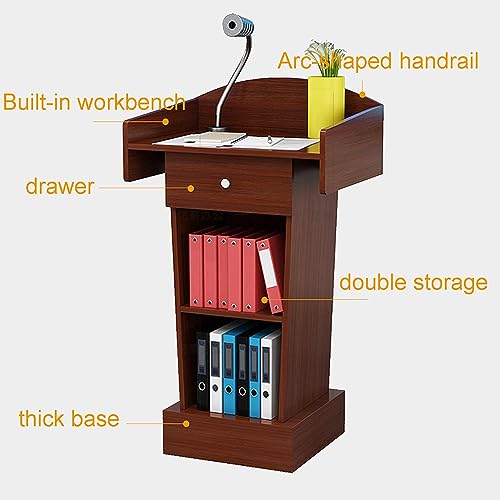 Escritorio para computadora portátil estilo atril de pie portátil con cajón de madera 3
