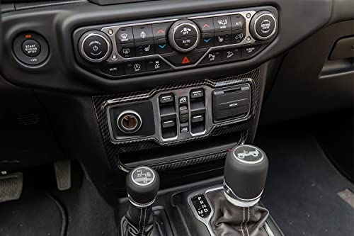 Painel de controle central de janela ABS com aparência de fibra de carbono para Jeep Wrangler JL Spo
