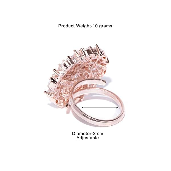 ZAVERI PEARLS Sparkling Cubic Zirconia Rose Gold Adjustable Finger Ring For Women-ZPFK8384 - Image 5