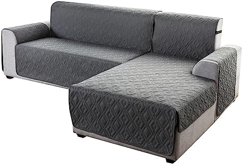 Genina Sectional Couch Covers for Dogs L Shaped Sofa Covers Chaise Lounge Cover Reversible Couch Covers for Sectional Sofa L Shape Furniture Protectors Cover for Pets, Kids (Dark Gray, X-Large)
