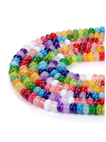 Jovivi 5x8mm Multicolor Natural Rondelle Stone Beads, perles cristaux guérison