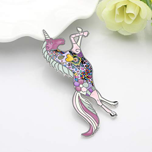 Image of DUOWEI Dainty 6 Colors Unicorn Horse Brooch Fancy Unicorn Lapel Pin Clothes Scarf Accessories for Women Girls Jewelry Gifts