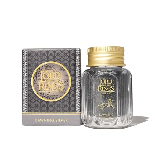 Ferris Wheel Press, Fountain Pen Ink, Warner Bros. Discovery, Official Licensed, The Lord of the Rings Special Edition, Dawning Silver, Brooding Cool-Grey with Silver Shimmer and Red Sheen, 28ml