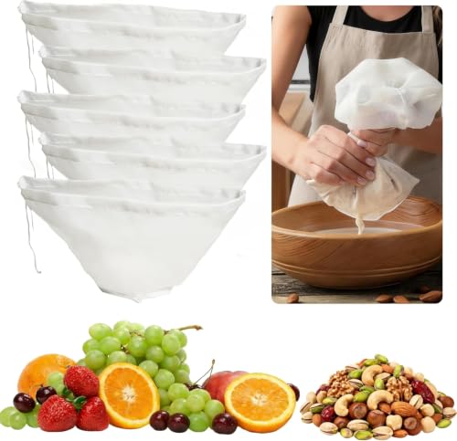 5 Pack Fine Mesh Strainer Bags, Nylon Mesh Cloth Food Filter Bags(M)