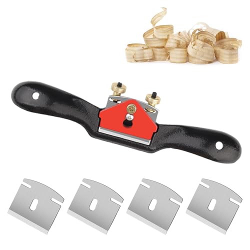Wjelet 1 Pcs 9-Inch Wood Plane Wood Shaver, Planers for Wood, Spokeshave Tool with 4 Replacement Blades, Woodworking Tools for Woodworking and Manual DIY Enthusiasts