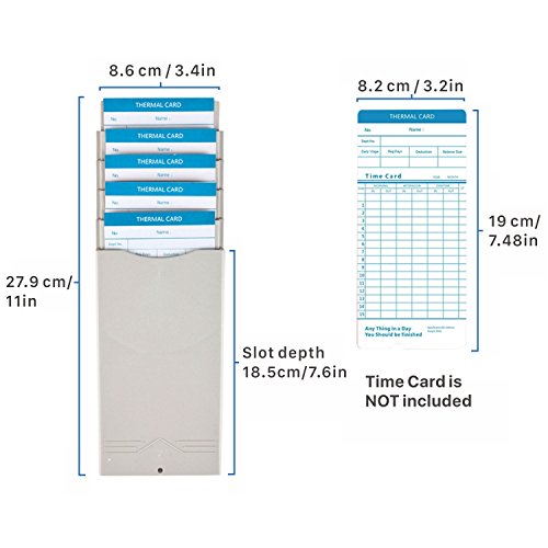 Flexzion Time Card Rack 5 Pocket Slots Wall Mounted Expandable Stacking Holder Compatible With 7" Inch Cards Pyramid Series 2000 6000 Attendance Payroll Recorder For Office Punch In Clock Out (Beige) #TOP1