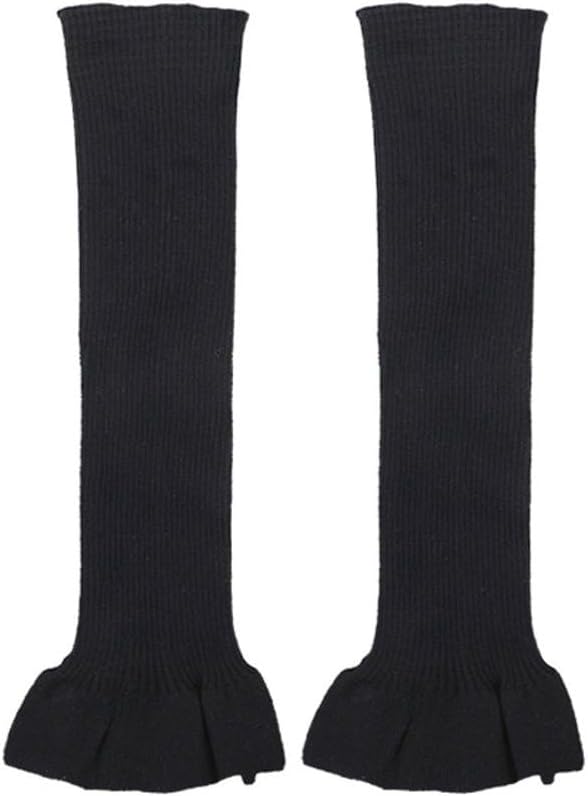 Womens Cute Ruffled Hem Long Leg Warmers Fall Winter Soft Warm Knit Calf Accessories
