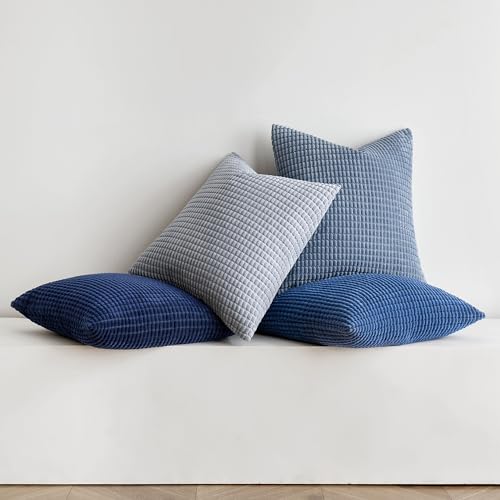 MIULEE Dunkelblaue Serie Dekorative Kordsamt Kissenbezug 50x50 4er Set – Ansicht 7