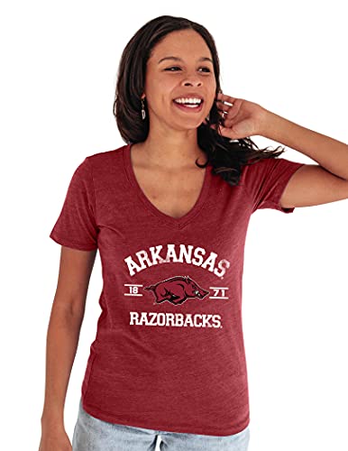 Blue 84 Women's Arkansas Razorbacks T Shirt Tri-Blend Mascot, Arkansas Razorbacks Cardinal, Small