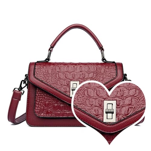 Image of Women Vegan Leather Evening Handbag Crocodile Pattern Handle Clutch Purse Cross Body Envelope Bag