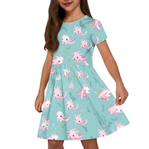 Image of Short Sleeve Dress for Girls with Pockets Cute Toddler Girl Clothes Summer 2-12