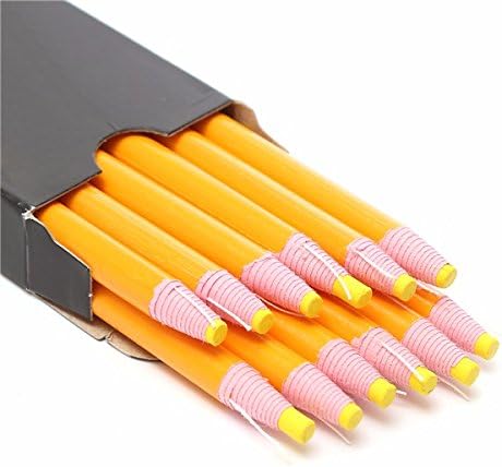 HiMo Marker,12Pcs Peel Off Chinagraph Grease Wax Pencil For Metal Glass Fabric (Yellow)