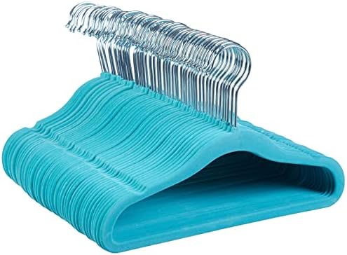 Amazon Basics Kids Velvet Hangers - 50-Pack, Blue