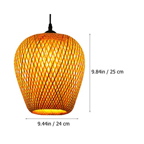 Uonlytech Rattan Basket Ceiling Pendant Light Shade Bamboo Dome Wicker Chandelier Lampshade Hanging Decorations Rustic Japanese Lamp for Home and Shop Decor - Image 3