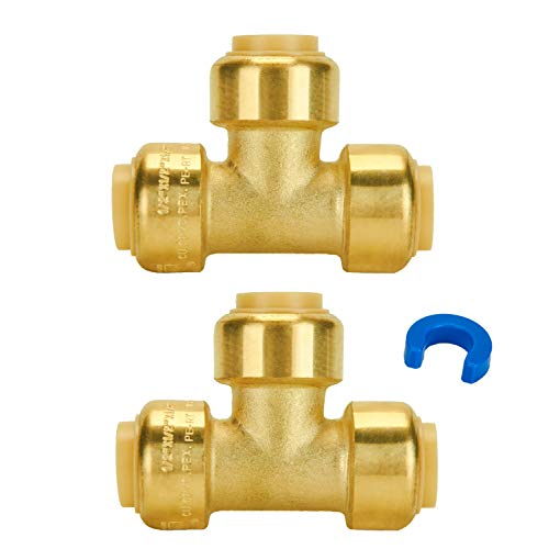 Sungator Plumbing Tee Fittings 1/2 Inch, Push T Fittings 1/2", No Lead Brass Push Pex Fittings, Push To Connect Tee Fittings For Pex, Copper cover