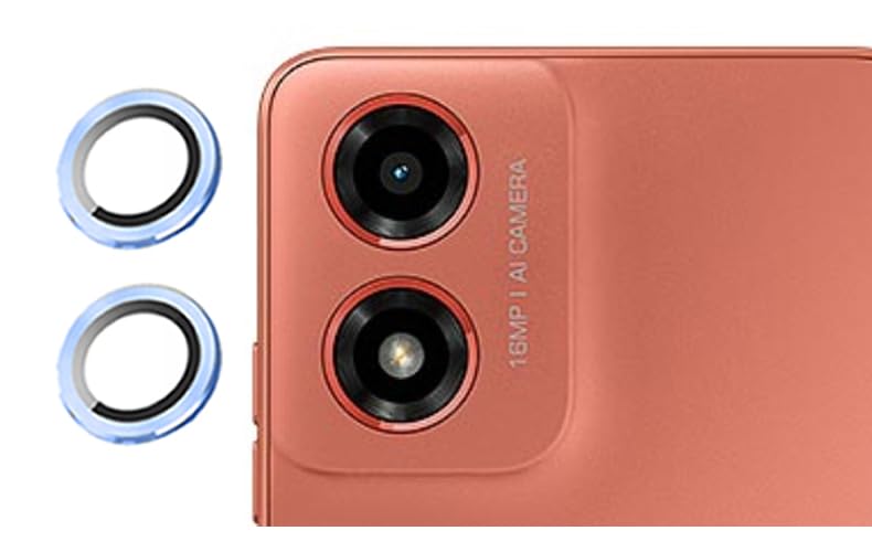 Image of imluckies Camera Ring Lens Protector (Aluminum with Tempered Glass) Compatible for Moto G05 4G - Blue (Pack of 2 rings)