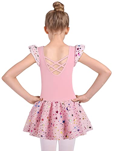Danshow Ballet Leotards For Girls Dance Skirted Leotard Kids Ballet Tutu Dress Toddler Shiny Ruffle Sleeve Dancewear(40431-08Q-M) #TOP3