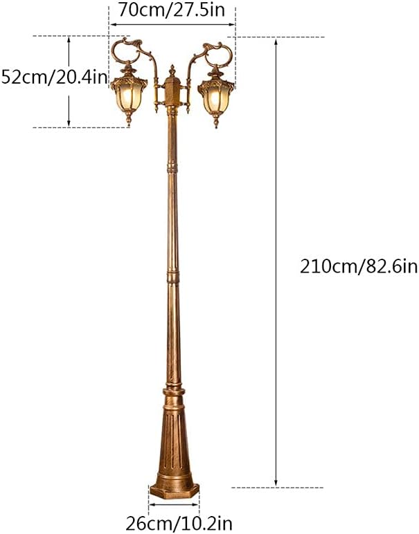 Outdoor 2 Light Waterproof Outdoor Light for Patio, Patio, Garden, Aluminium Pillar, Height 210 cm, Height 210 cm