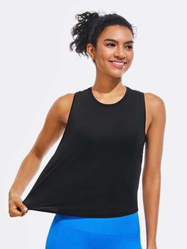 JOYSPELS Ice Silk Crop Workout Tank Tops for Women Quick Dry Sleeveless Loose Fit Athletic Running Shirts4