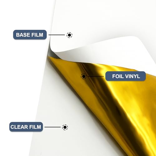 Image of Gold Heat Transfer Vinyl Roll, 12 inch x6Ft Mirror Metallic Iron on Vinyl, Soft Metallic Foil HTV for T-Shirt, Chrome HTV Easy to Cut & Weed for Heat Vinyl Design