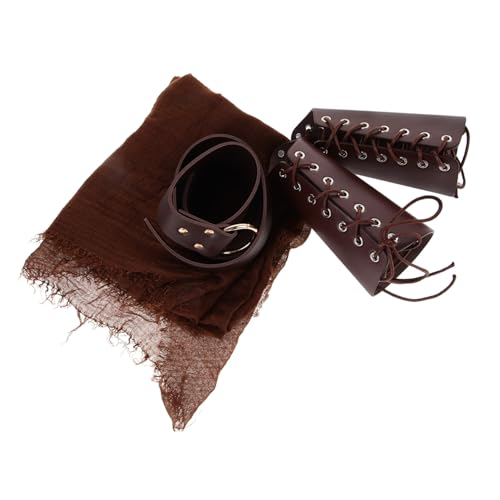 FOMIYES 1Set Medieval Knight Costume Accessories Cosplay Kit with Belt Arm Bracers and Cape for Halloween and Themed Events Light Brown