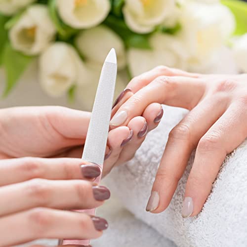 3 Pieces Stainless Steel Nail Files With Leather Case, Double Sided Metal Nail Files With Anti-Slip Handle, Metal Nail File Buffer Manicure Pedicure Tools For Fingernail Toenail (Rose Gold) #TOP5