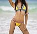 Women's Two Piece Knitted Triangle Set Bathing Suit Crop Top Bralette Crochet with Bottom Bikini Swimsuit (Yellow,Large)