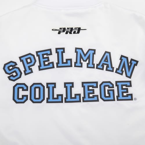Pro Standard Mens College Spelman College Classic Chenille Satin Jacket White L by Pro Standard - Image 4