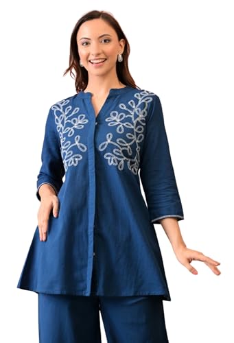 Image of Asmeriyo Women Embroidery Co Ord Set with Side Pocket | Women 2 Pic Kurta Set I Fancy Kurta Set | Stylish Kurti Outfit | Co-Ordination Wear | Festive and Casual wear (211-C-D-19-02)