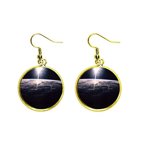 Pendientes de estrella dorados antialérgicos y ligeros estilo universo espacio para orejas sensibles