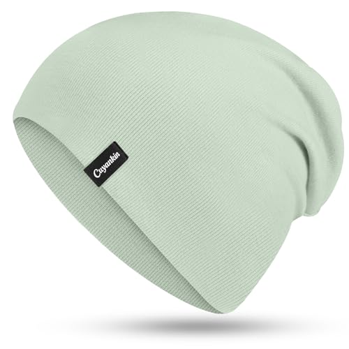 Cuyankin Mütze Damen Herren Slouch Beanie Mütze aus Baumwolle Leicht & Atmungsaktiv Dünne Mütze Weich Doppellagig Longbeanie Perfekt für alle Jahreszeiten