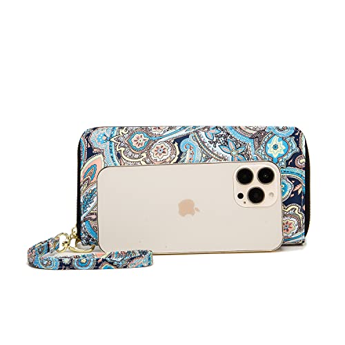 Loveshe Women Wallet Rfid Blocking Purse Credit Card Clutch Zip Around Phone Clutch Large Travel Purse Wristlet Bohemian (Wavepattern) #TOP1