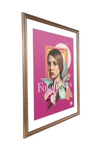 aFFa frames Bilderrahmen 70x100 cm - Kunststoff Fotorahmen Vintage-Stil Goldi mit Acrylglas und HDF Rückwand - Posterrahmen für Fotos Urkunden Kunst Bilder Gold