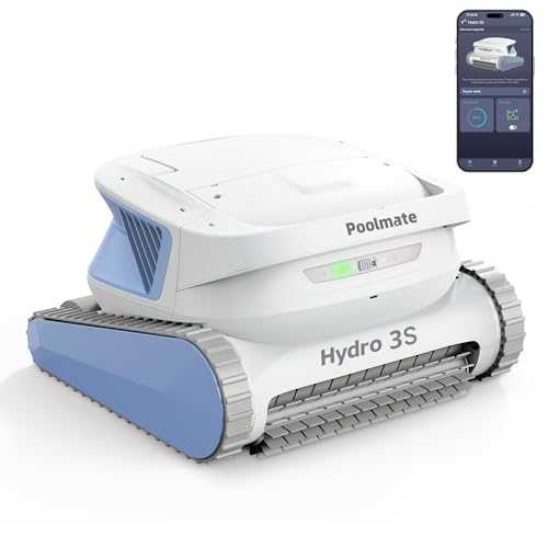 Hydro 3S Robotic Pool Cleaner, Cordless Automatic Pool Vacuum for Inground and Above Ground Pools, Smart Navigation, 300Min Runtime, Wall/Waterline Cleaning, Large Filter Basket, 4 Cleaning Modes