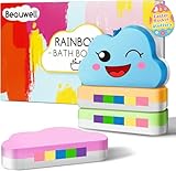 Rainbow Bath Bombs for Kids, Handmade 4 Pcs Kid Bath Bombs Gift Set, Easter Basket Stuffers Easter Gifts for Kids Teens Girls Toddler Rainbow Bubble Fizzy