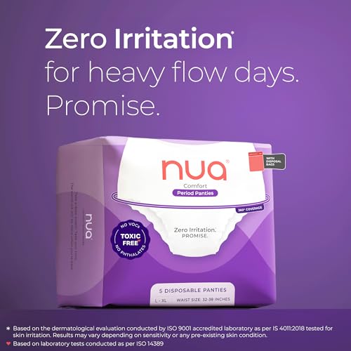 Image of Nua Comfort Period Panties (L-XL) | Pack of 5 | Disposable | 360 Coverage | Zero Irritation | 4X Comfort | for Heavy Flow | No rashes | Leakproof | Seamless | 100% Toxic-Free White