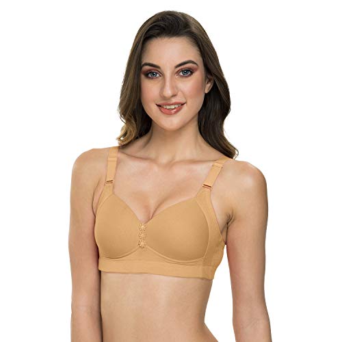 Image of Tweens Lite Wite - Minimiser Medium Padded Cotton Lycra Bra (Plus Size) - Triple Hook - Full Coverage - Wirefree - Seamless T-Shirt Bra