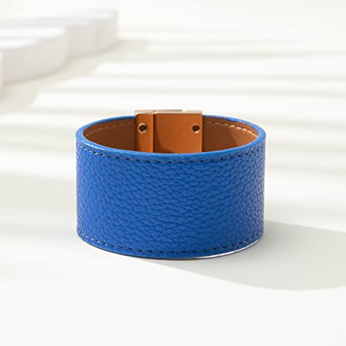 Rantanto Bracelets For Women, Leather Wrap Bracelet For Women, Casual Handmade Leather Cuff Fashion Bangle Bracelet (Royal Blue) #TOP1