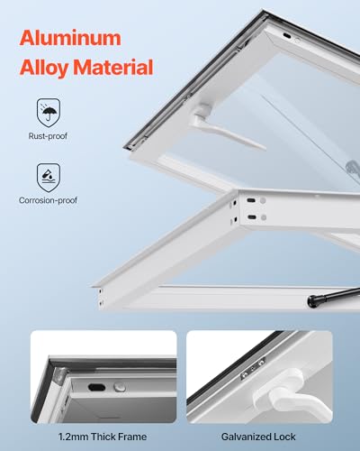 Image of VEVOR Concession Window Aluminum Alloy Frame Service Windows for Food Truck, Up to 85 Degrees Stand Serving Window with Awning Door and Drag Hook(whole piece, 36x36in)