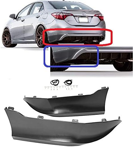Brand] EAX Compatible with Corolla 2014 2015 2016 2017 2018 2019 S CE L LE Eco Replacement for Rear Splitter Spoiler Bumper Valance Trim Air Flow 14 15 16 17 18 19 SE Hatchback/Sedan 4-Door