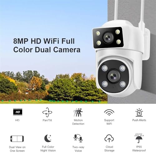 DMETE Caméra IP 8MP 4K Double Objectif AI Suivi 5G caméra de sécurité Protection Intelligente vidéosurveillance extérieure PTZ caméras Surveillance Installation Facile(4MP+4MP Camera) – vue 2