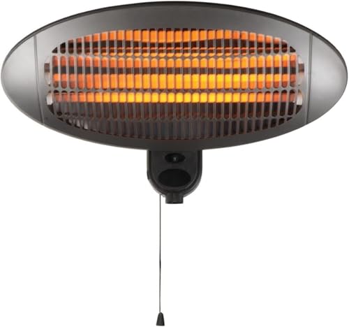 Wall Mounted Patio Heater - 2kw Outdoor Heater for Garden with 3 Power Settings 650w/1350w/2000w, Pull Switch Control, 45° Tilting Head, Quartz Tubes - Electric Gazebo Heater For Garden & Outdoor