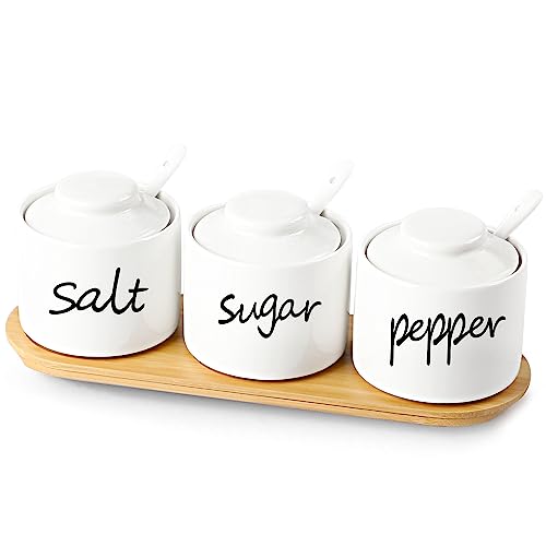 ONTUBE Farmhouse 8oz, Sugar Pepper and Salt Bowls with Lid