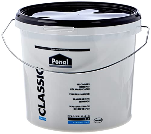 Ponal Classic, gebrauchsfertiger Holzleim mit hoher Verleimungsfestigkeit, Holzkleber für Montage-, Flächen- & Fugenverleimungen, transparenter Bastelleim, 1x5kg