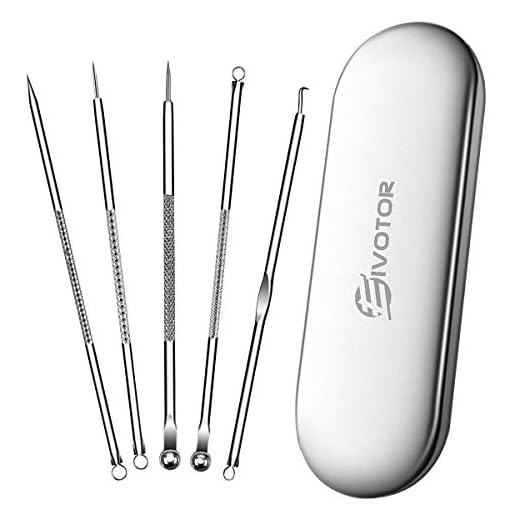 Removedor de Espinillas Kit, EIVOTOR Extractor Limpiador Juego de 5Pcs Kit Blackhead Remover para Acné Punto Negro Comedones BlackHead Extractor Herramientas (5-in-1)